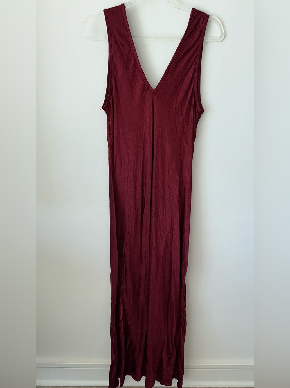 LAmade Sleeveless V-Neck Maxi Dress in Burgundy